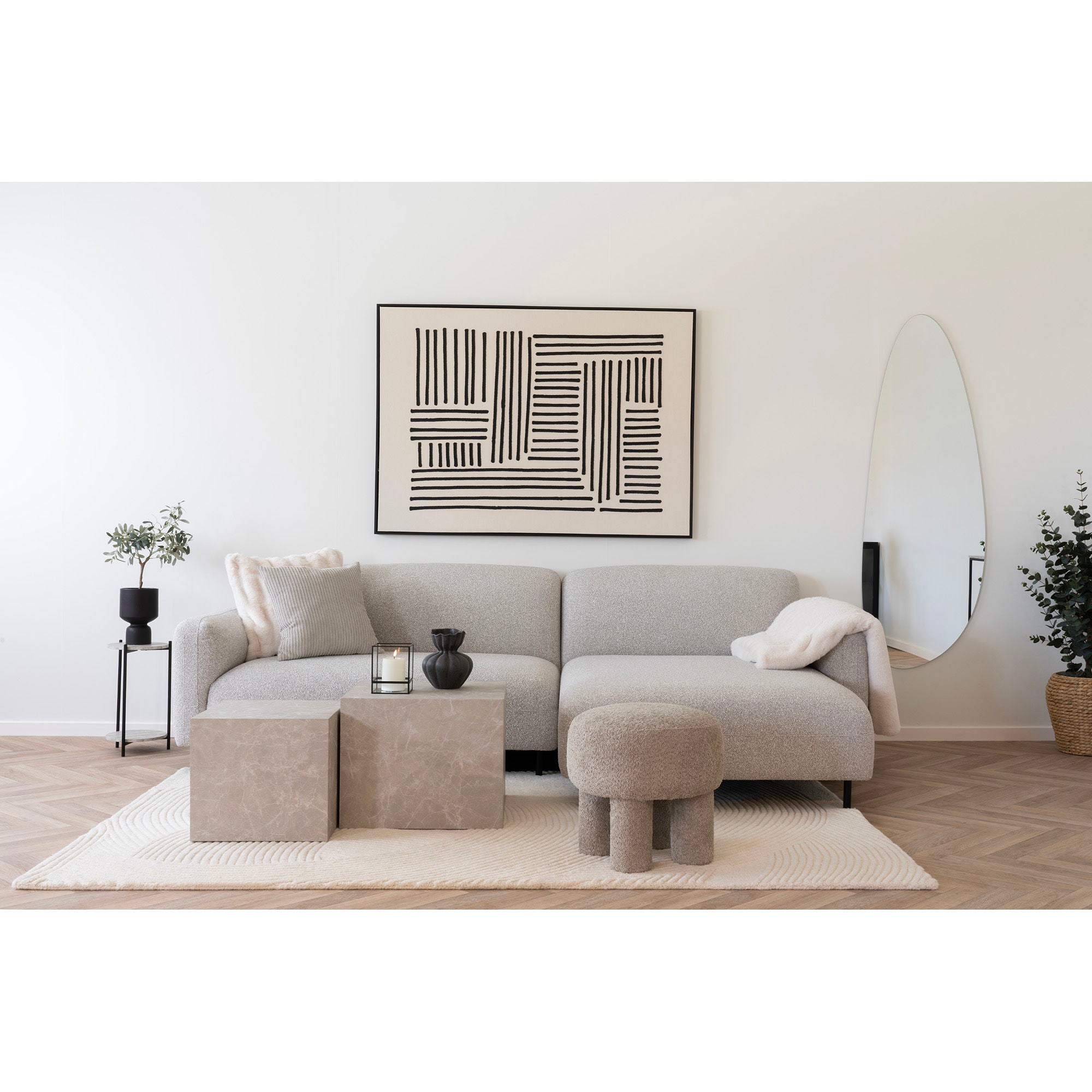 Farbe Lipari – Leinwandbild, schwarz/beige, 100×140 cm